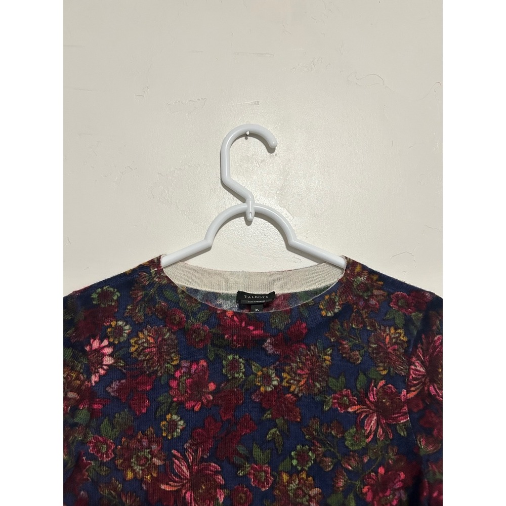 Talbots AUDREY CASHMERE SWEATER - Floral 100% Cashmere 3/4 - Picture 5 of 8